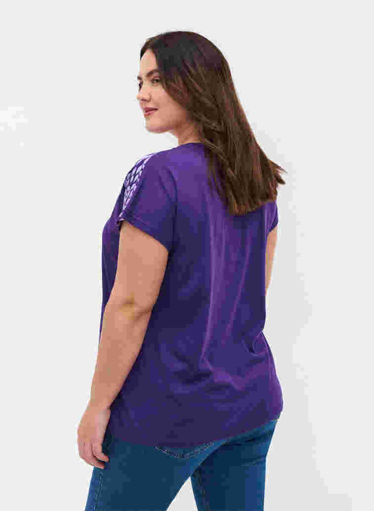 T-Shirt aus Baumwolle mit Printdetails, Violet Ind Mel Feath, Model image number 1