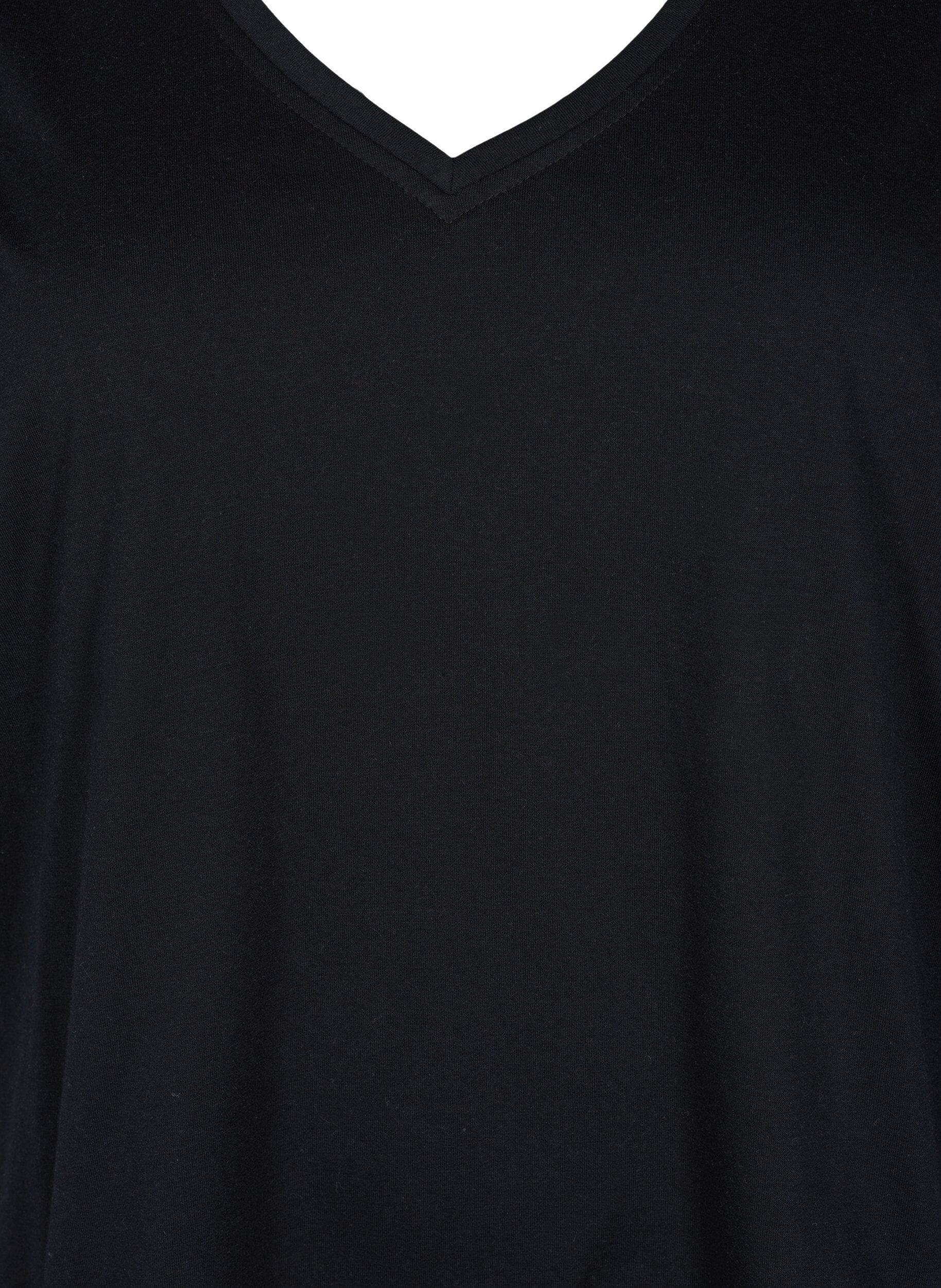 Zizzi FLASH - 2er-Pack T-Shirts mit V-Ausschnitt, Black/Black, Packshot image number 3