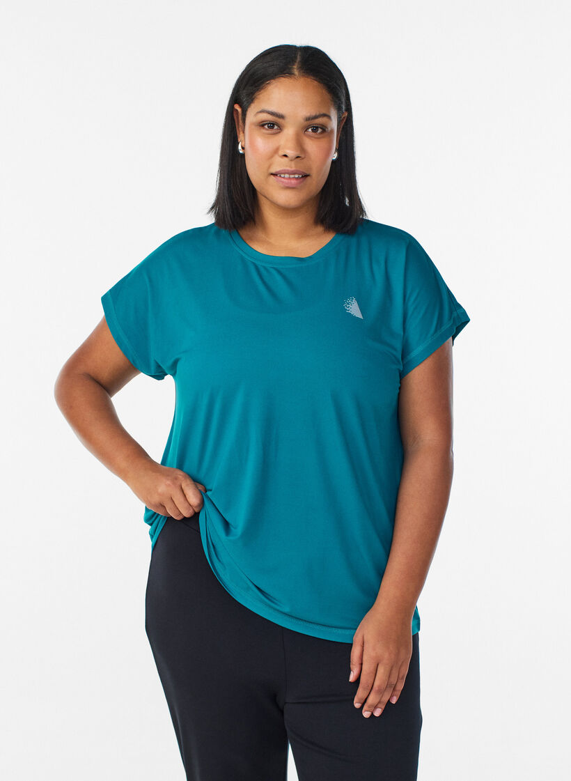 Einfarbiges Trainings-T-Shirt, Gr&uuml;n, Model image number 0