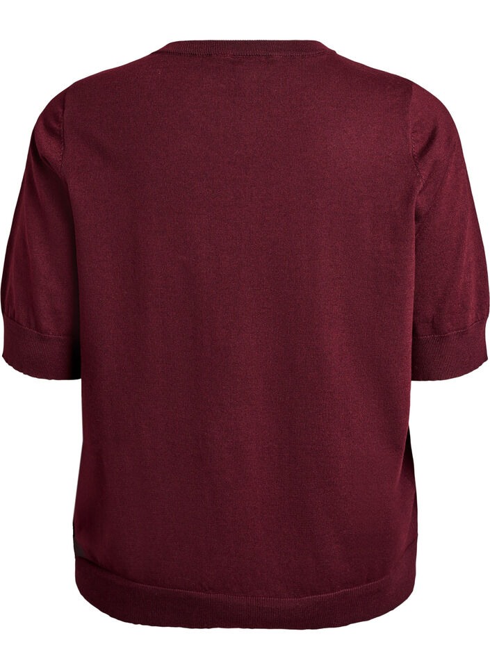 Fein gestrickte Bluse mit kurzen &Auml;rmeln, Rot, Packshot image number 1