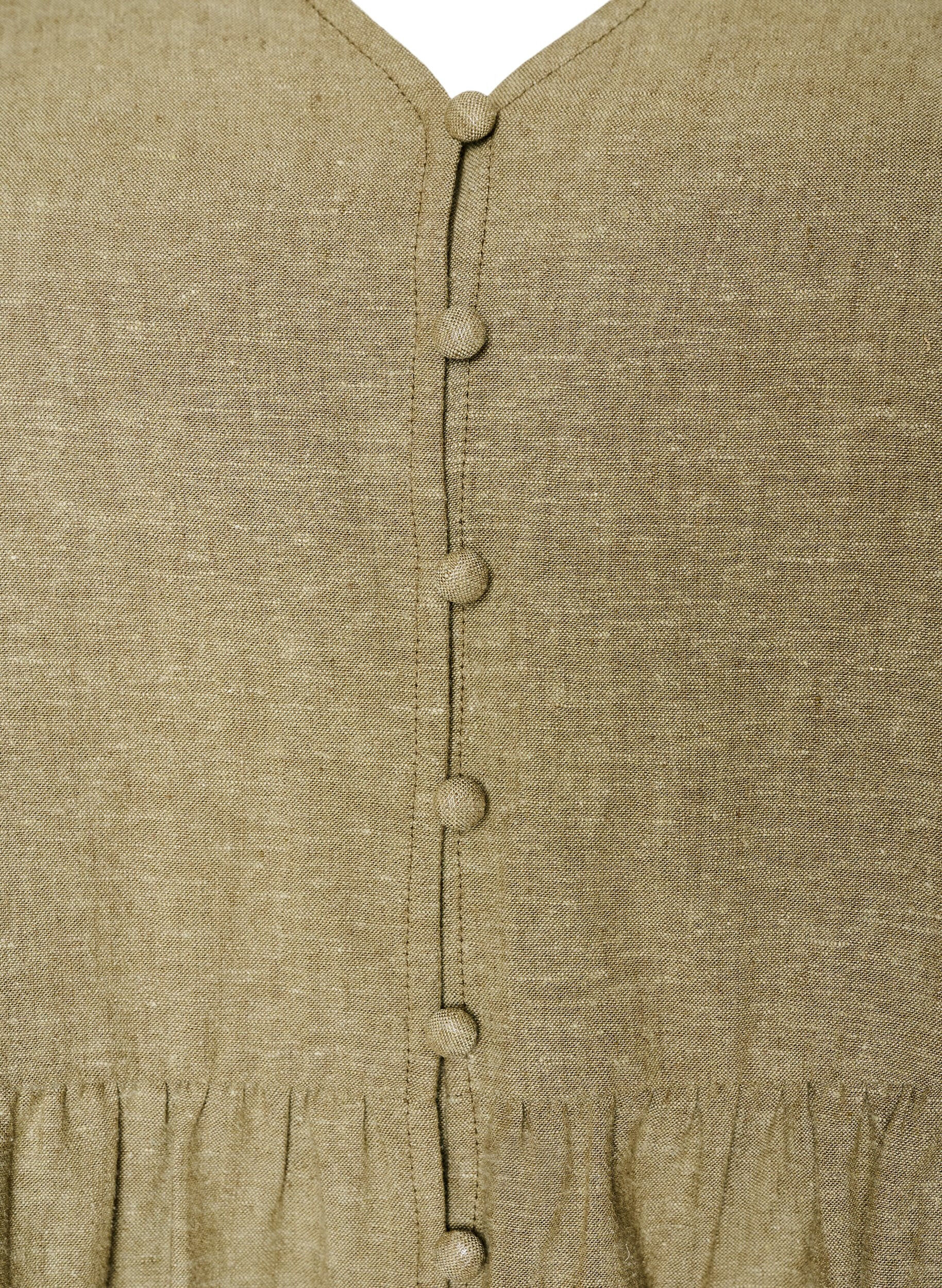 Zizzi Bluse aus Leinen und Viskose mit V-Ausschnitt und Knopfverschluss, Gr&uuml;n, Packshot image number 2