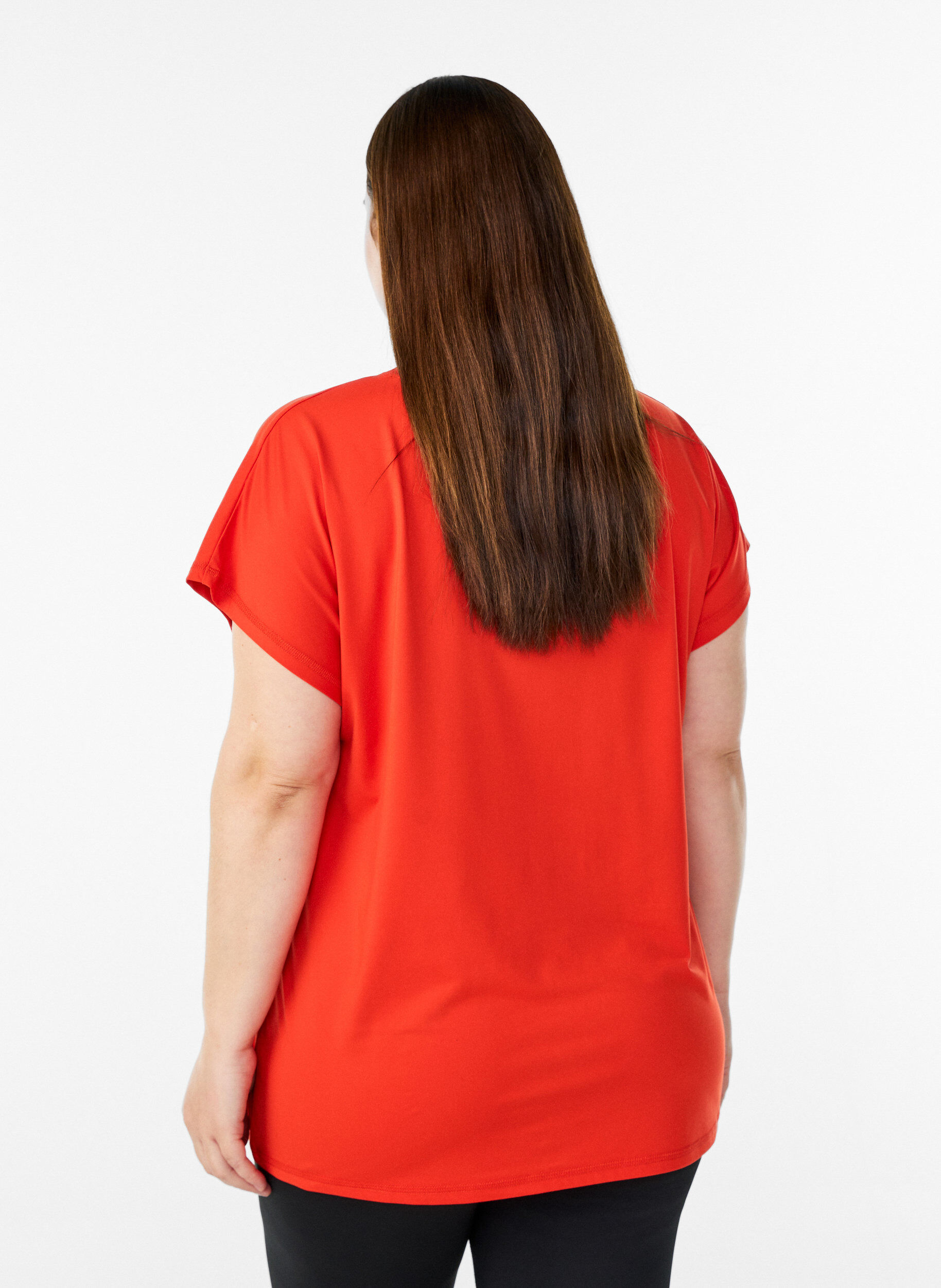 Zizzi Einfarbiges Trainings-T-Shirt, Orange, Model image number 2