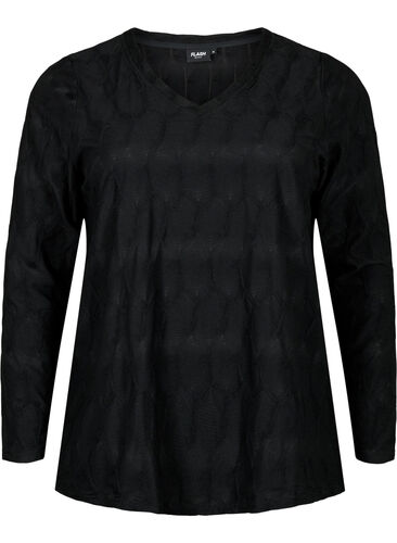 FLASH - Langärmlige Bluse mit Struktur, Black, Packshot image number 0