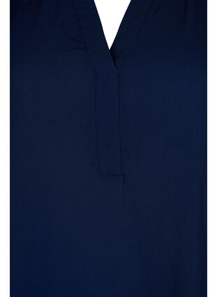 Bluse mit 3/4 Ärmeln und V-Ausschnitt, Navy Blazer, Packshot image number 2