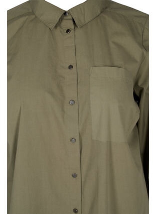 Lange Hemdbluse aus Baumwolle mit Kragen und Knopfverschluss, Dusty Olive, Packshot image number 2