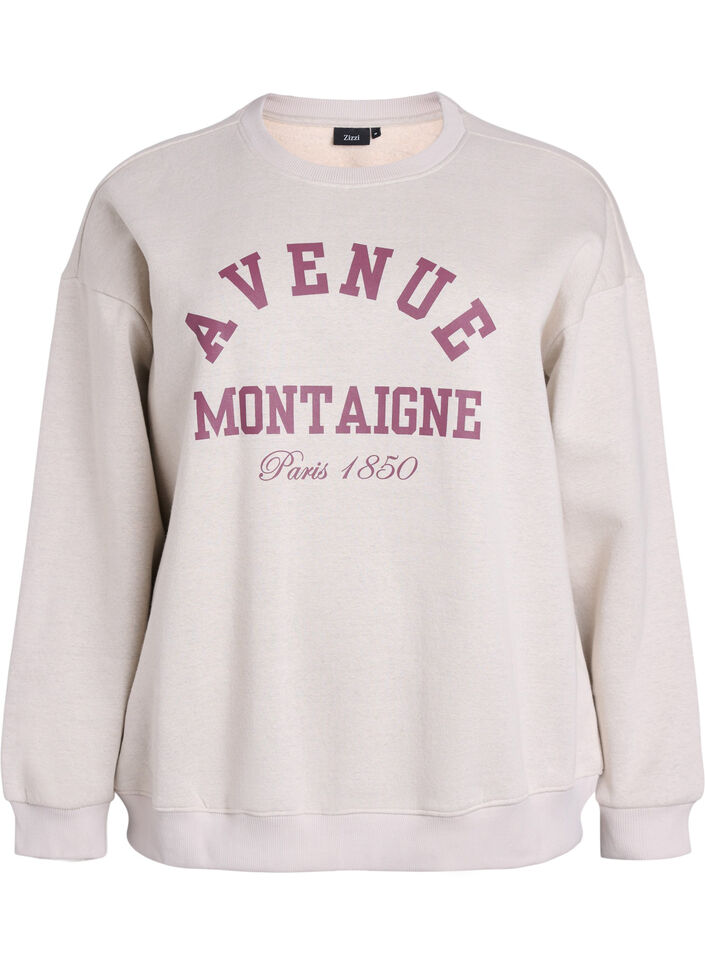 Sweatshirt mit Text auf der Vorderseite, Beige, Packshot image number 0