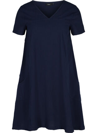 Kurzarm Kleid aus Baumwolle, Night Sky, Packshot image number 0