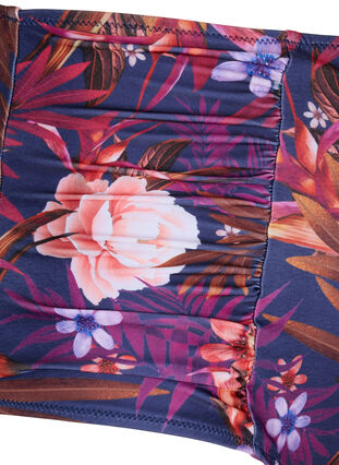 Bikini-Unterteil mit Blumenmuster und hoher Taille, Purple Flower, Packshot image number 3