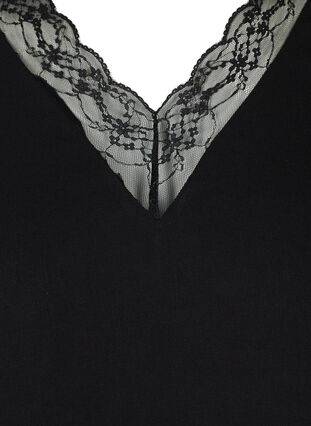 Bluse mit V-Ausschnitt und Spitzenbündchen, Black, Packshot image number 2