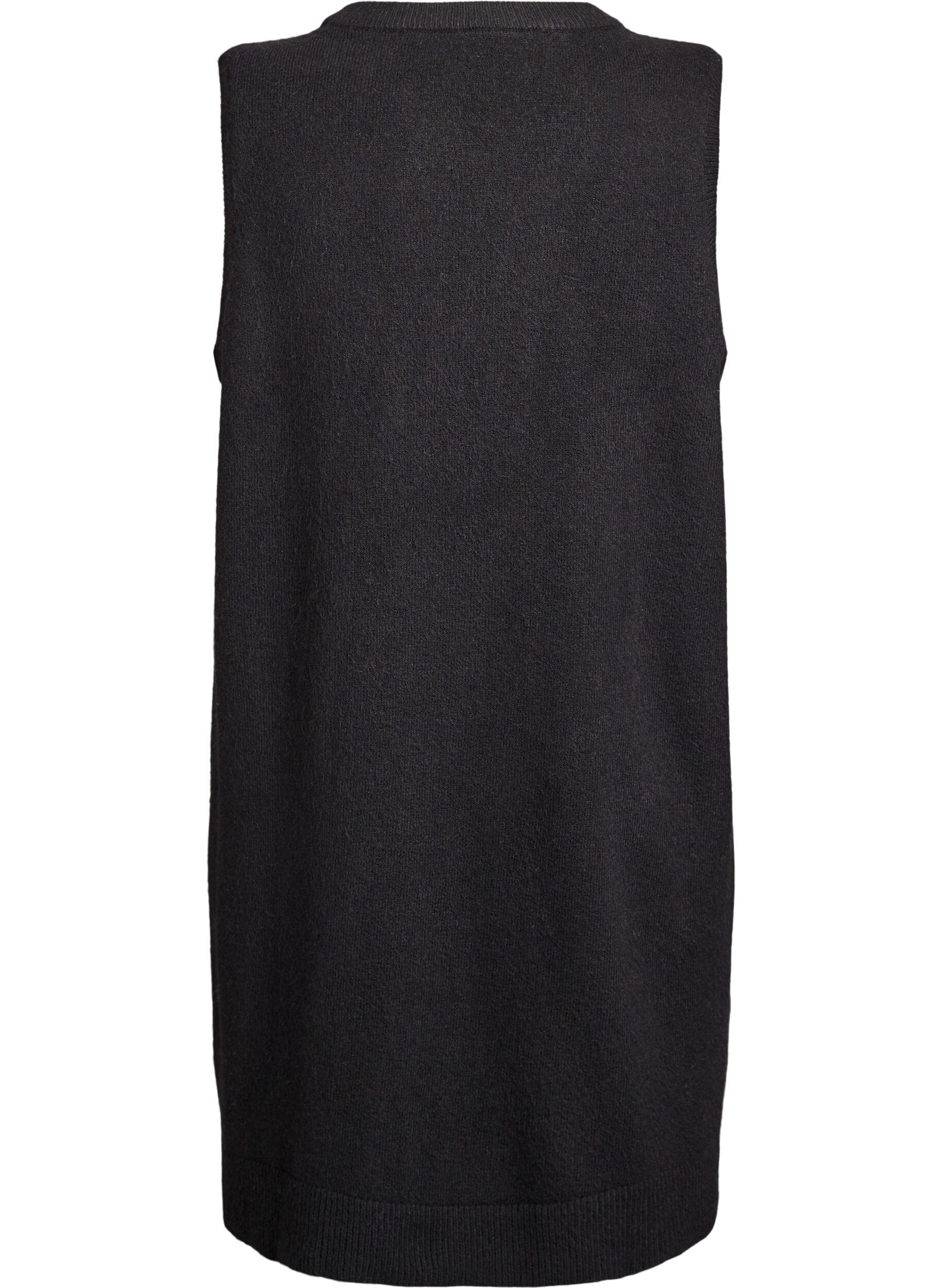 ZizziKurzes &auml;rmelloses Strickkleid, Schwarz, Packshot image number 1