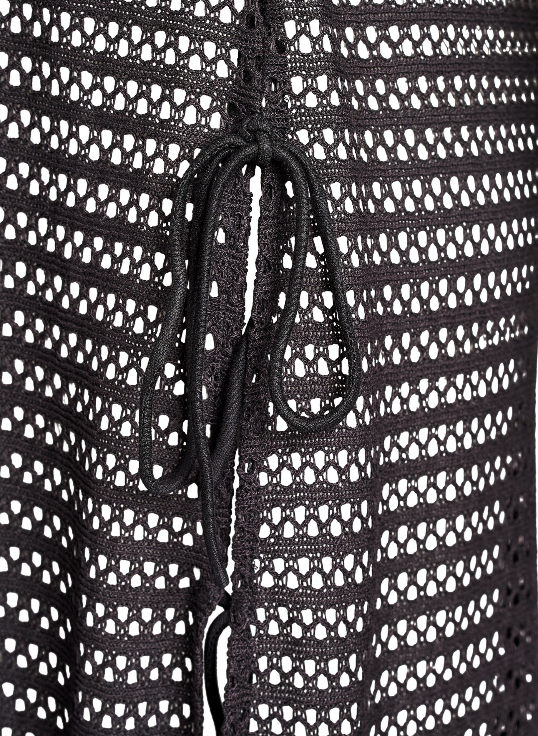 Zizzi &Auml;rmelloses Strandkleid mit Lochstickerei und Seitenschlitzen, Schwarz, Packshot image number 3