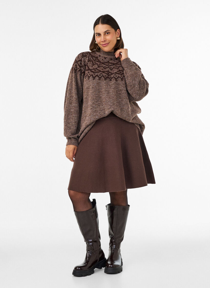 Pullover mit nordischem Muster, Braun, Model image number 1