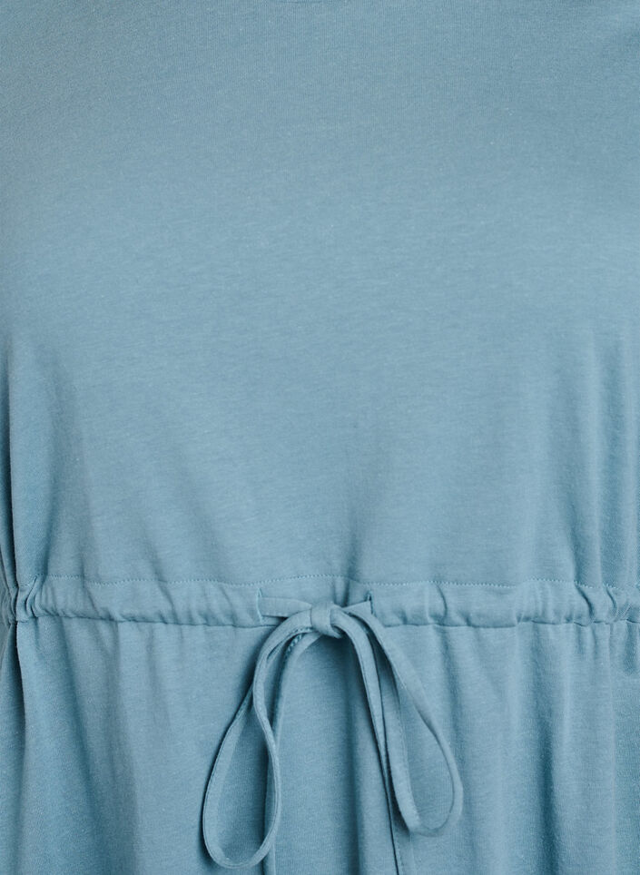 FLASH – Kurzes T-Shirt-Kleid mit Bindegürtel, Blau, Packshot image number 2