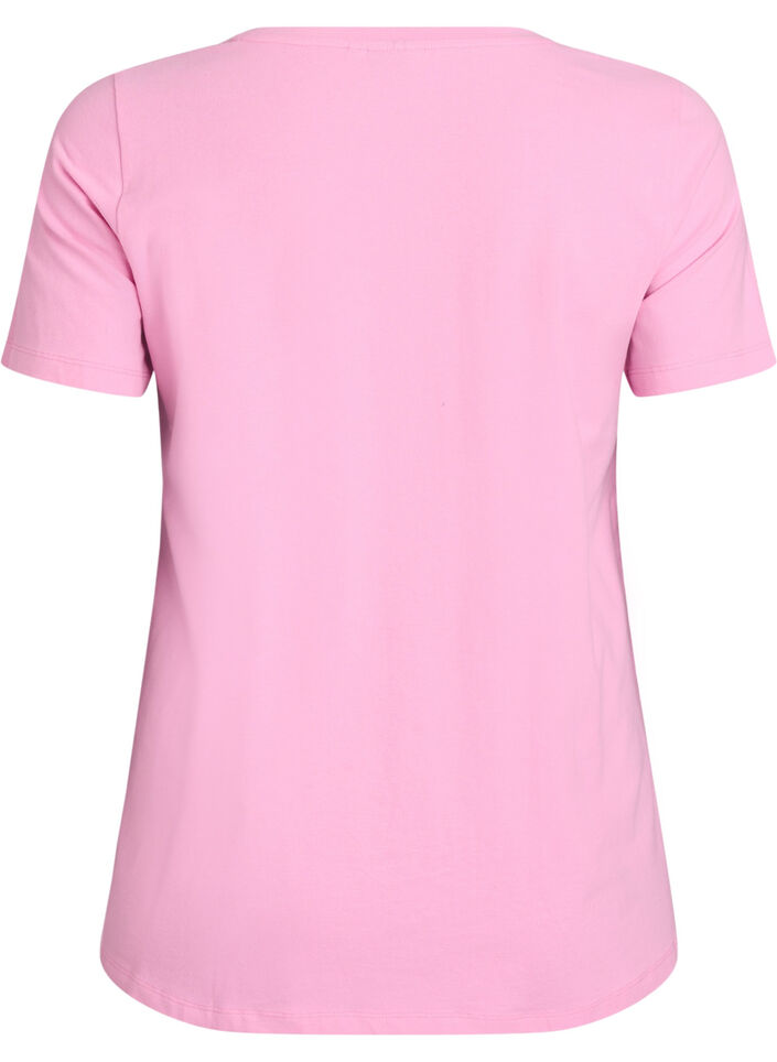 Einfarbiges Basic-T-Shirt aus Baumwolle, Pink, Packshot image number 1