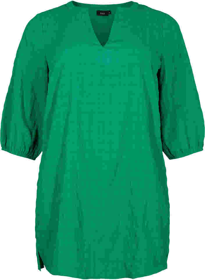 Tunika mit Struktur und 3/4-Ärmeln, Jolly Green, Packshot image number 0