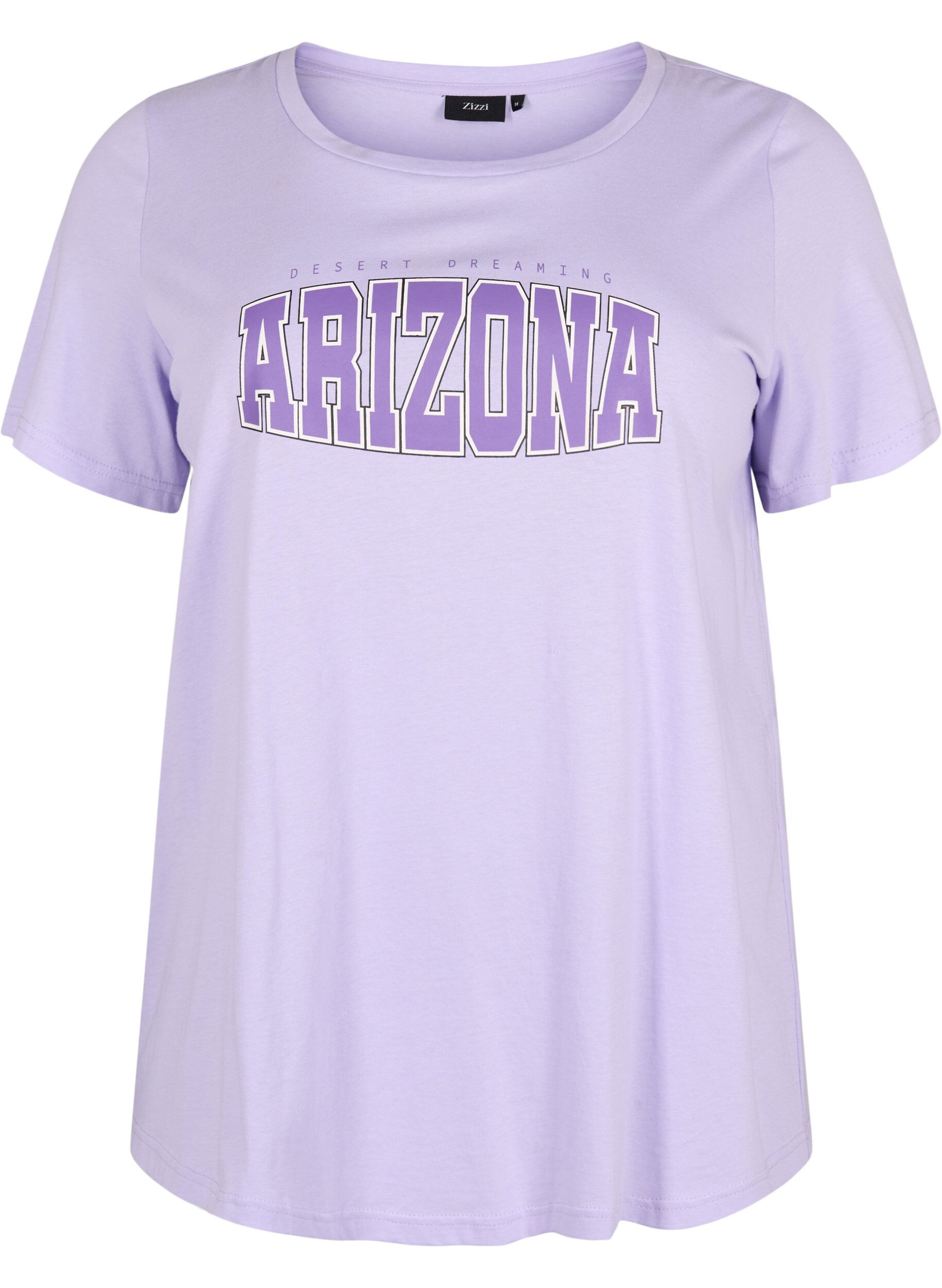 Zizzi Baumwoll-T-Shirt mit Print-Detail, Lavender ARIZONA, Packshot image number 0