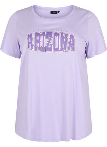 Baumwoll-T-Shirt mit Print-Detail, Lavender ARIZONA, Packshot image number 0