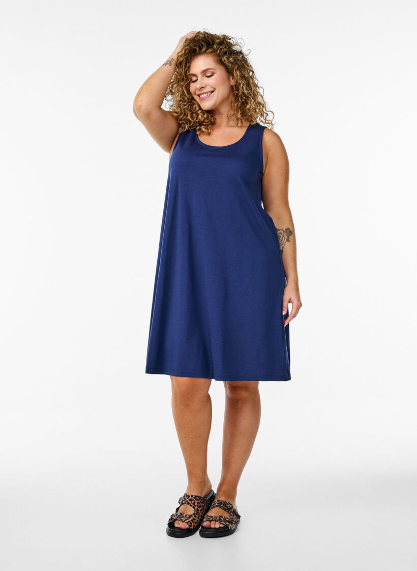 Ärmelloses Kleid in A-Linie, Blau, Model image number 1