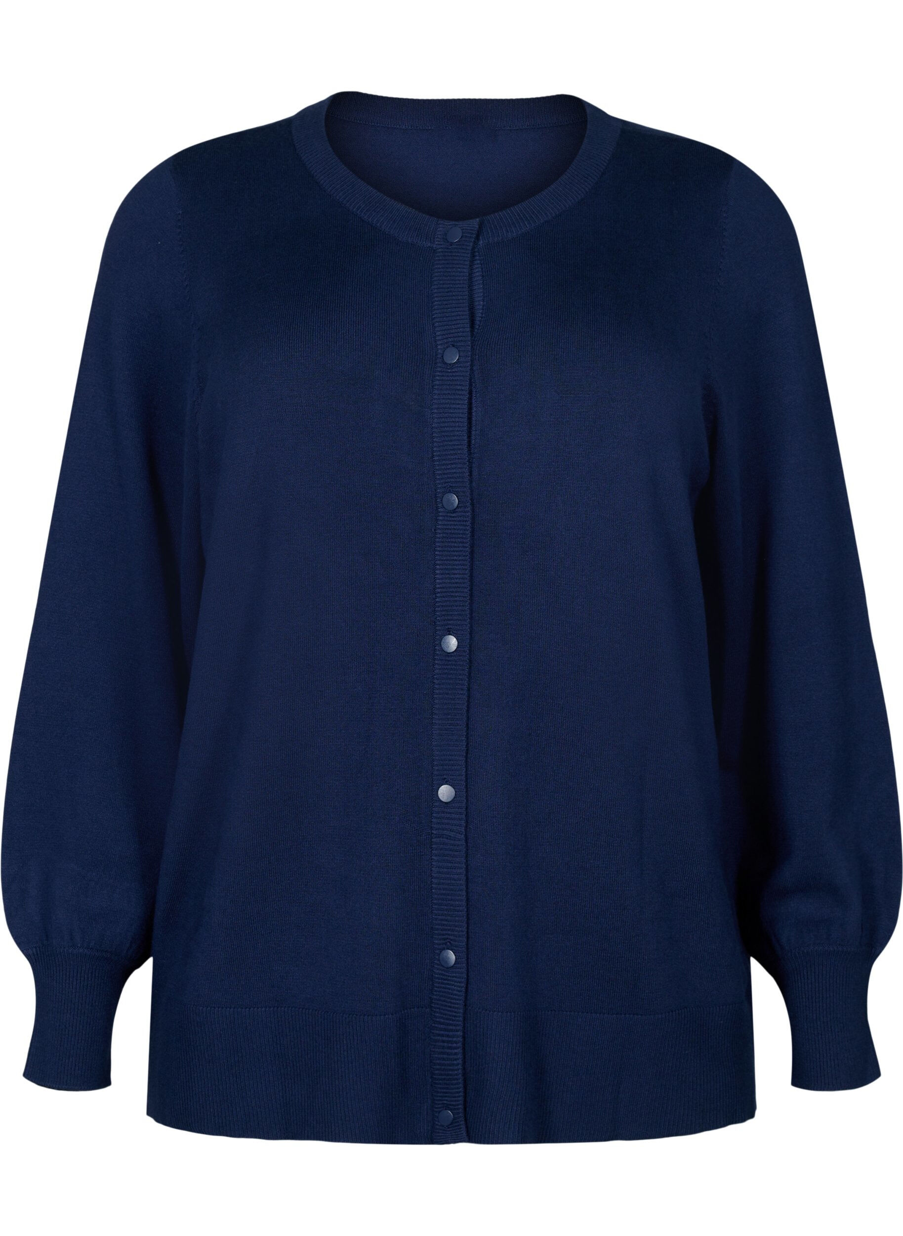 Zizzi Viskose-Strickjacke mit Kn&ouml;pfen, Navy Blazer, Packshot image number 0