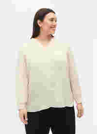 	 Langärmelige Bluse mit V-Ausschnitt, Warm Off-white, Model