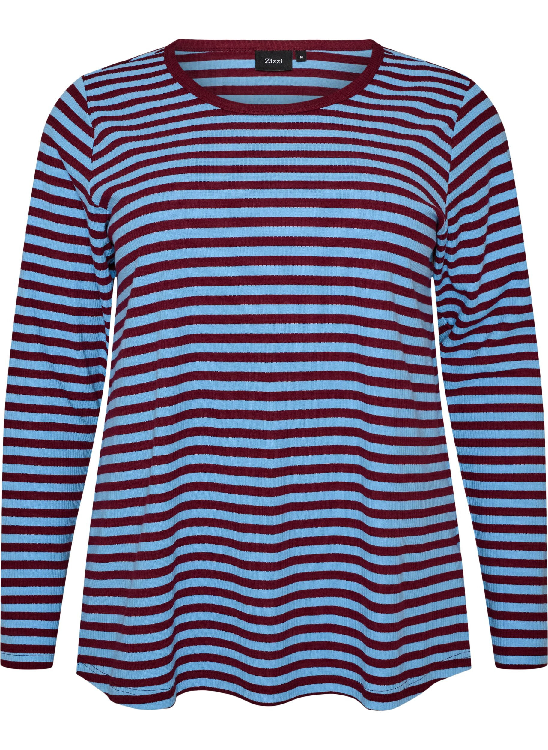 ZizziGestreifte Bluse mit langen &Auml;rmeln, Blau, Packshot image number 0