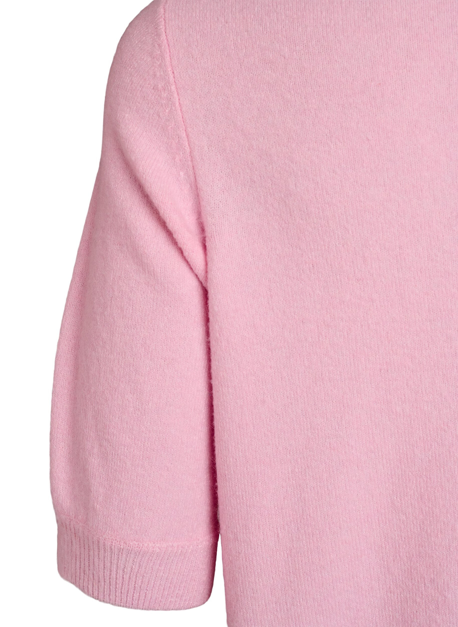 Zizzi Bluse aus Strick mit kurzen &Auml;rmeln, Pink, Packshot image number 3
