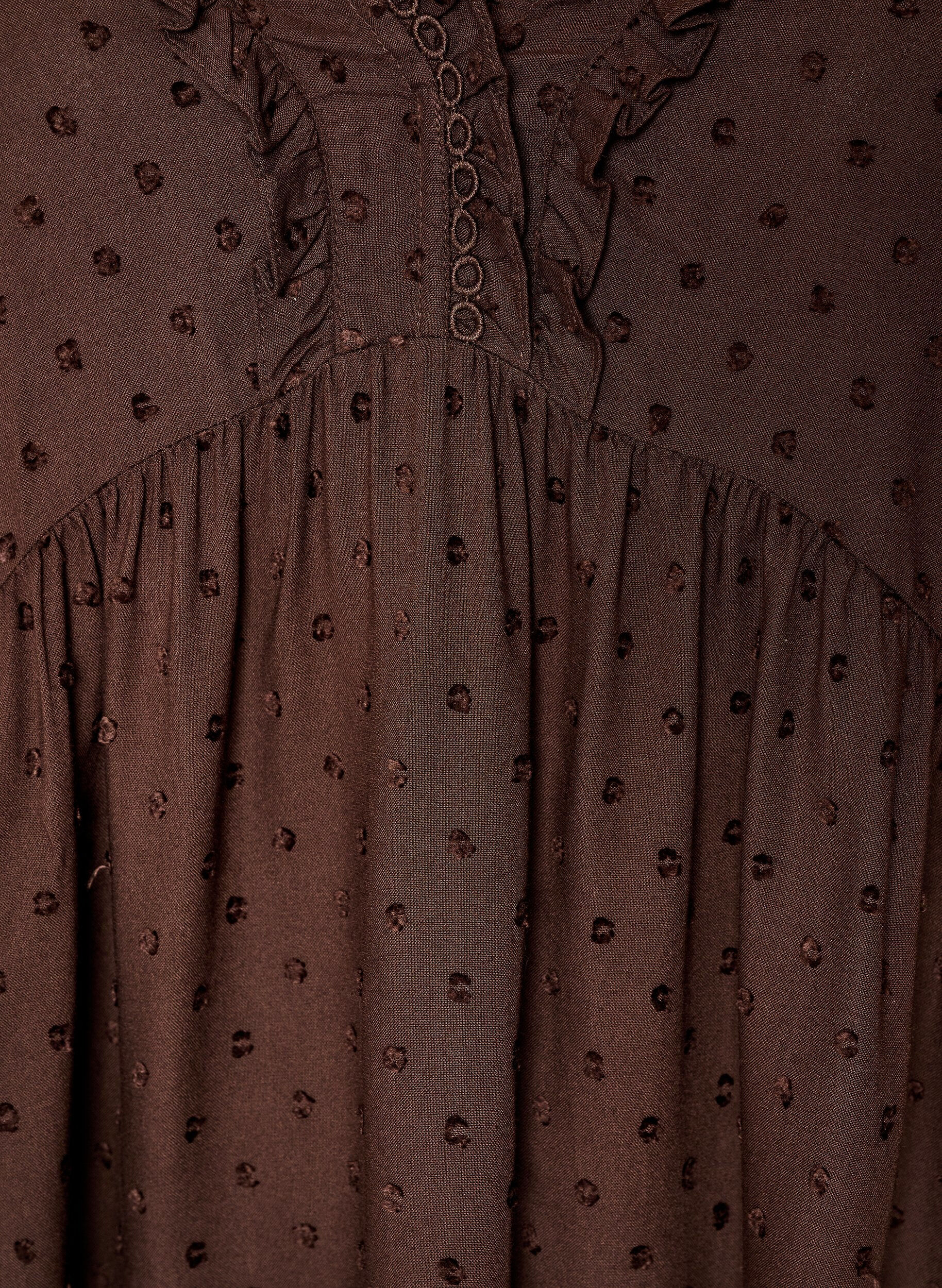 ZizziBluse aus Viskose mit gepunkteter Struktur und V-Ausschnitt, Braun, Packshot image number 2