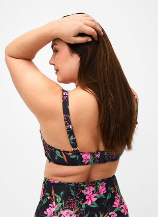 Bedrucktes Bikini-Top, Palm Leaf AOP, Model image number 1