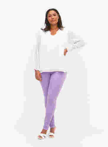 Bluse mit langen Ärmeln und Rüschendetails, Bright White, Model image number 1