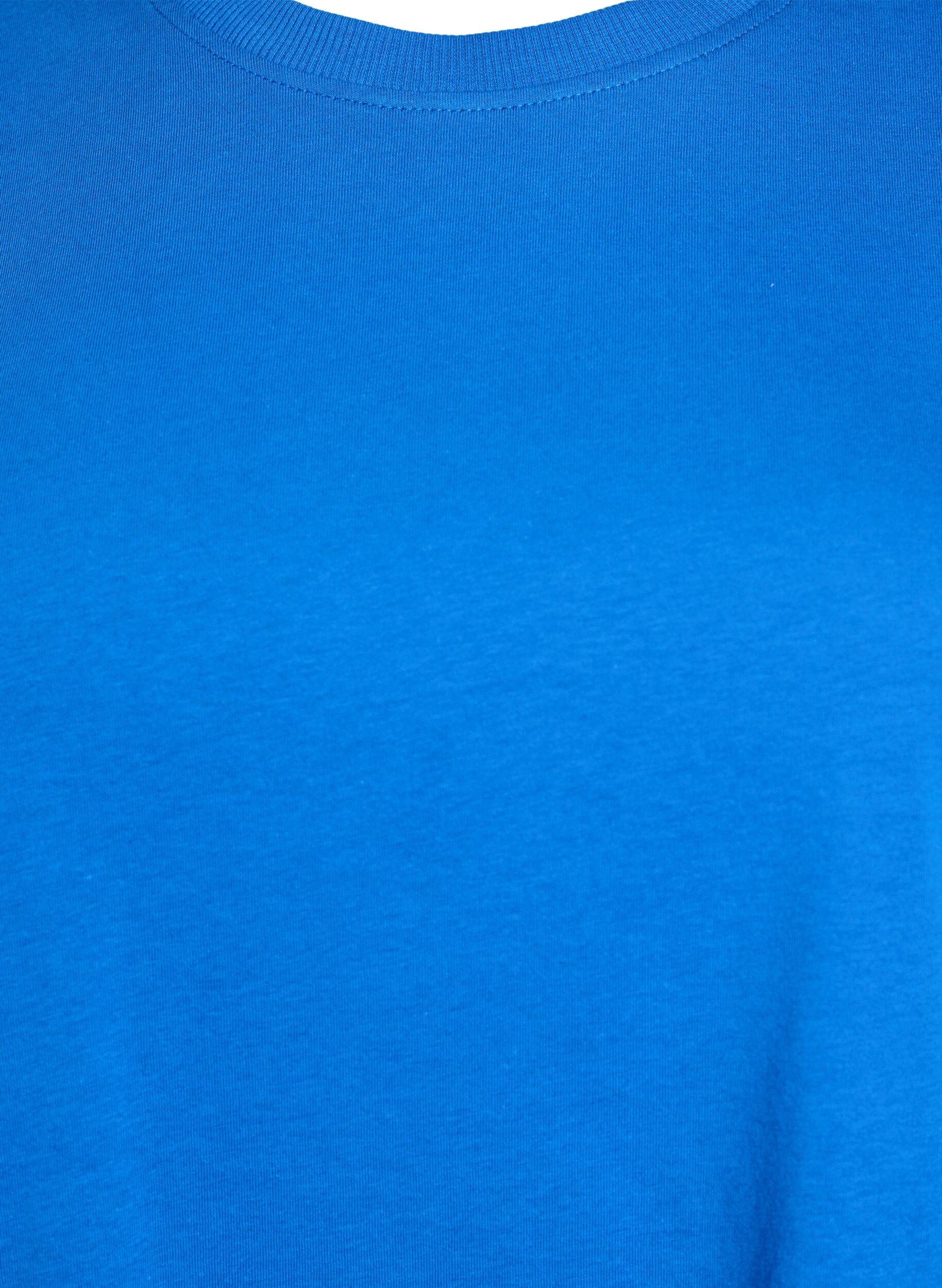 Zizzi Basic-T-Shirt aus Baumwolle mit Rundhalsausschnitt, Blau, Packshot image number 2