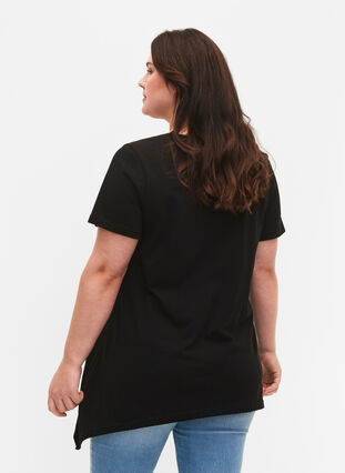 T-Shirt aus Baumwolle mit kurzen Ärmeln, Black LOVE, Model image number 1