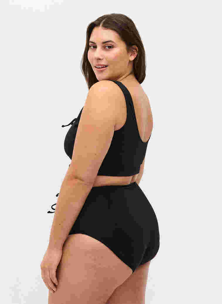 Bikinihose mit hoher Taille und Schnüren, Black, Model image number 1