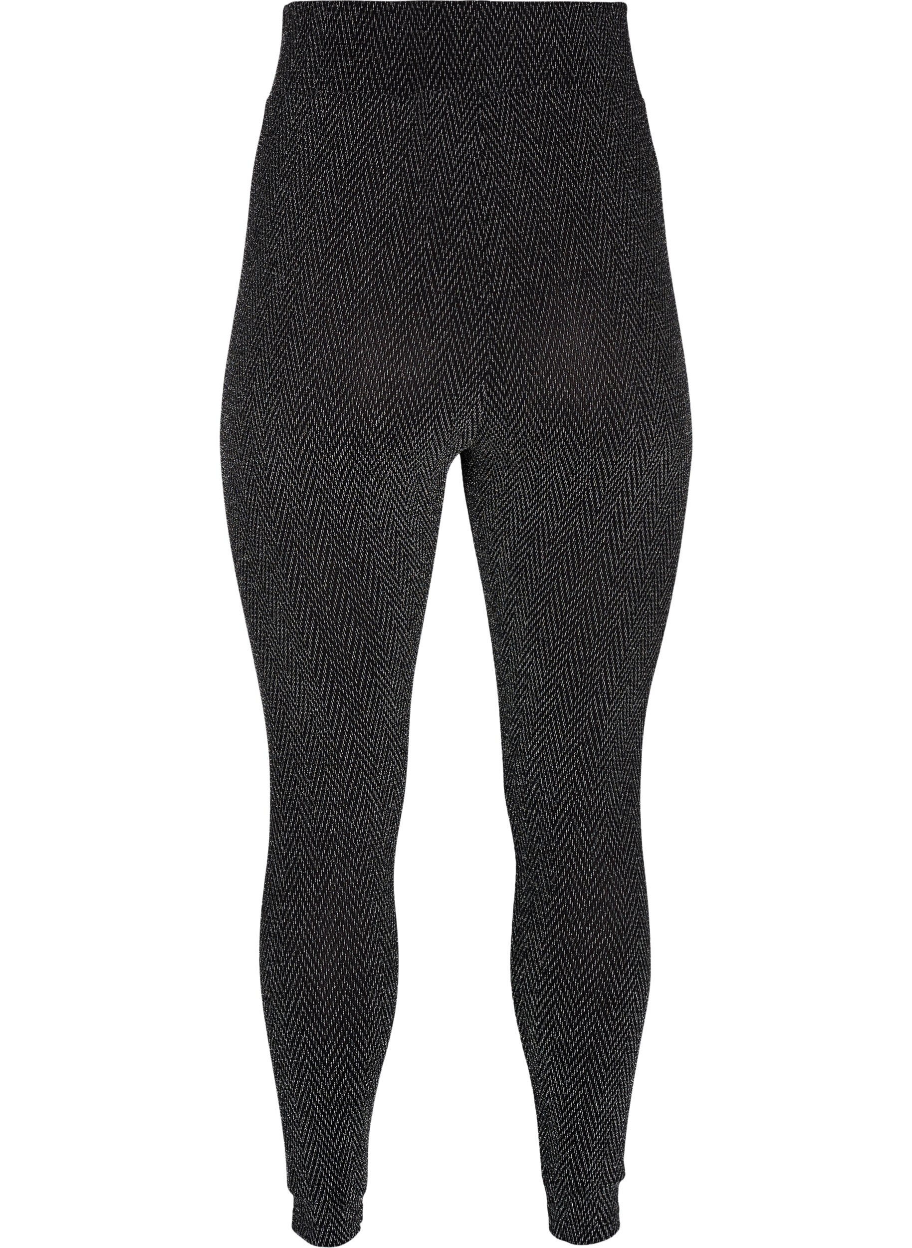 Zizzi Leggings mit Glittermuster, Silver ZigZagShimmer, Packshot image number 1