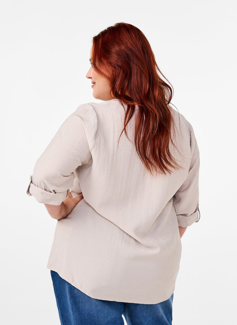 Viskose-Hemdbluse mit 3/4-Arm, Chateau Gray, Model image number 1