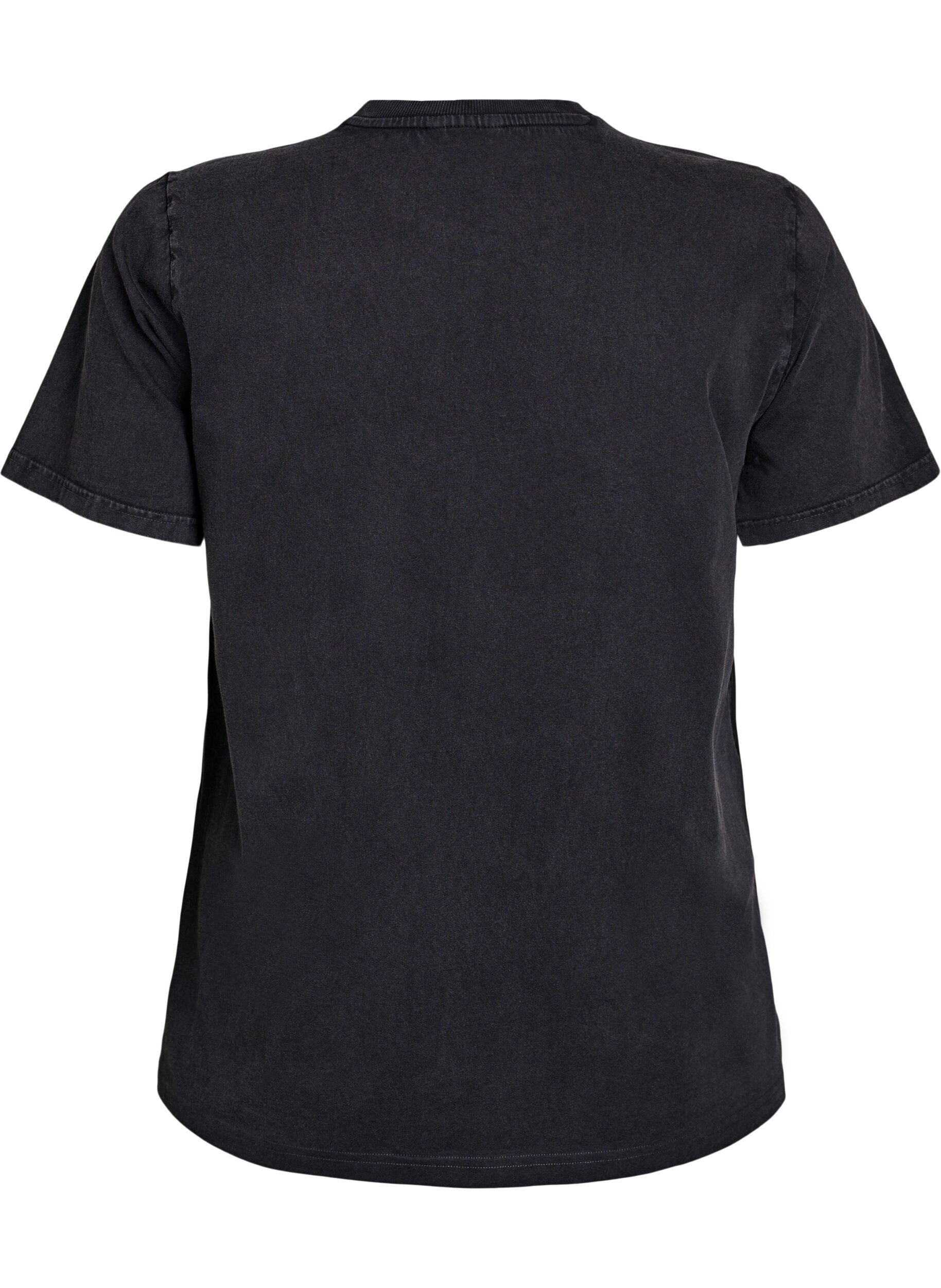 Zizzi T-Shirt aus Bio-Baumwolle mit Statement-Print, Grau, Packshot image number 1