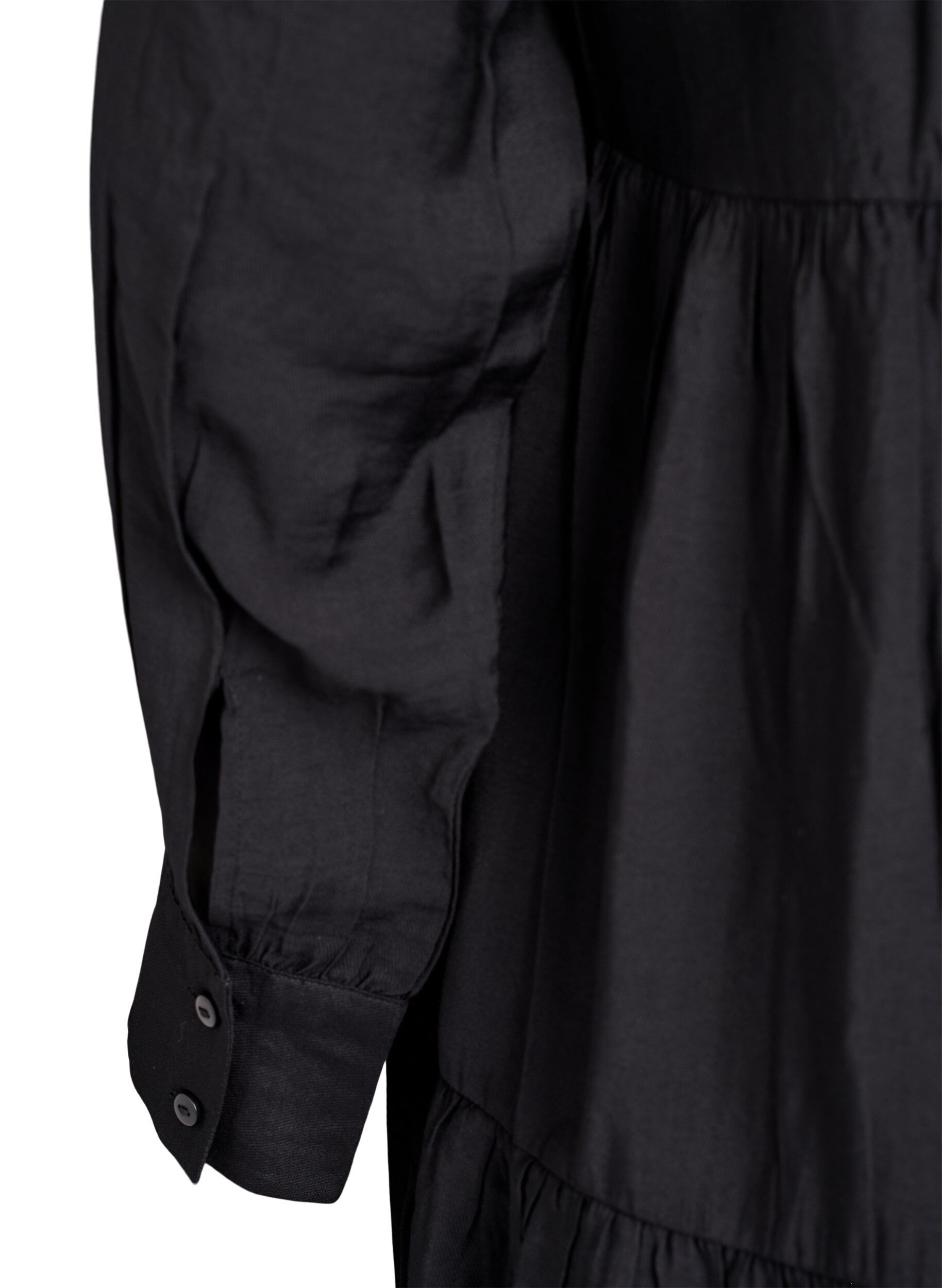 Zizzi A-Linien-Kleid mit R&uuml;schenkragen, Schwarz, Packshot image number 3