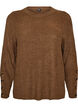 Strickbluse mit Rippstruktur und Knopfdetails, Braun, Packshot image number 0