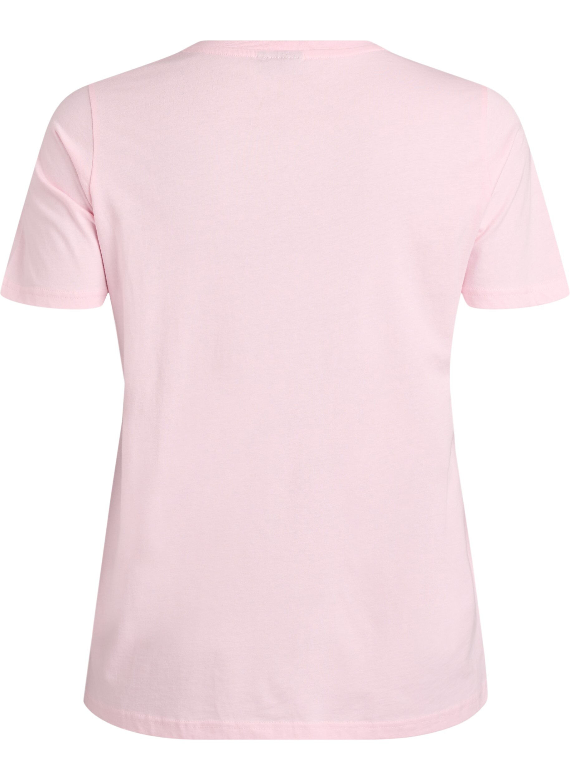 Zizzi T-Shirt aus Baumwolle mit dekorativem Frontdetail, Pink, Packshot image number 1