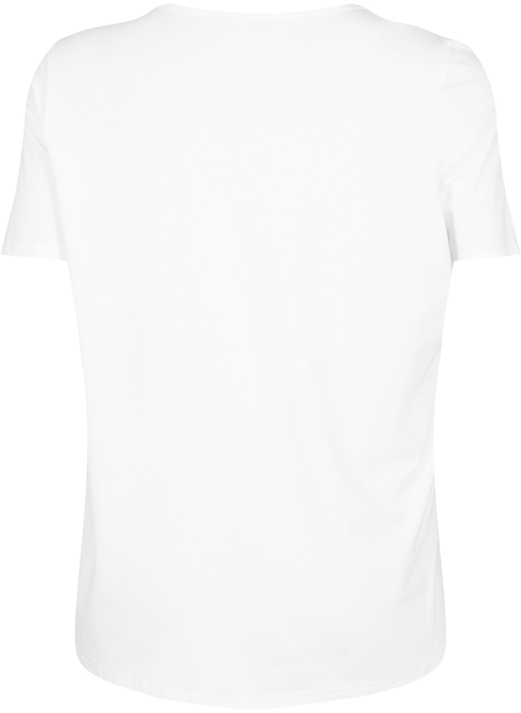 Zizzi T-Shirt mit V-Ausschnitt und Kreuzdetails, Warm Off-white, Packshot image number 1