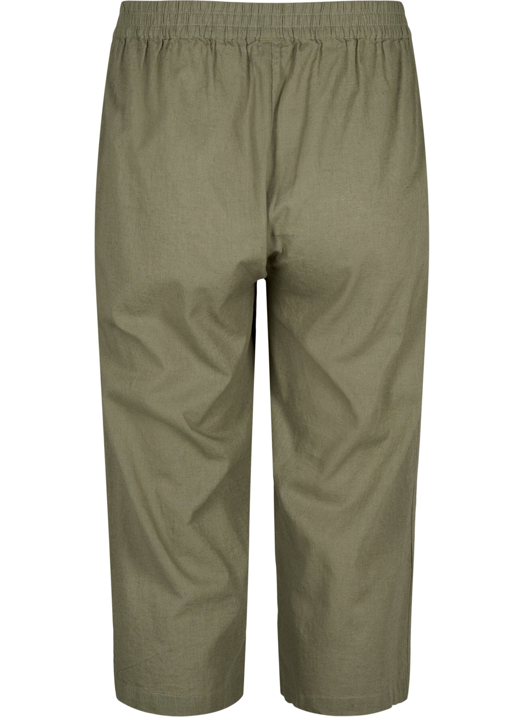 Zizzi 7/8-Hose aus Baumwollmischung mit Leinen, Deep Lichen Green, Packshot image number 1
