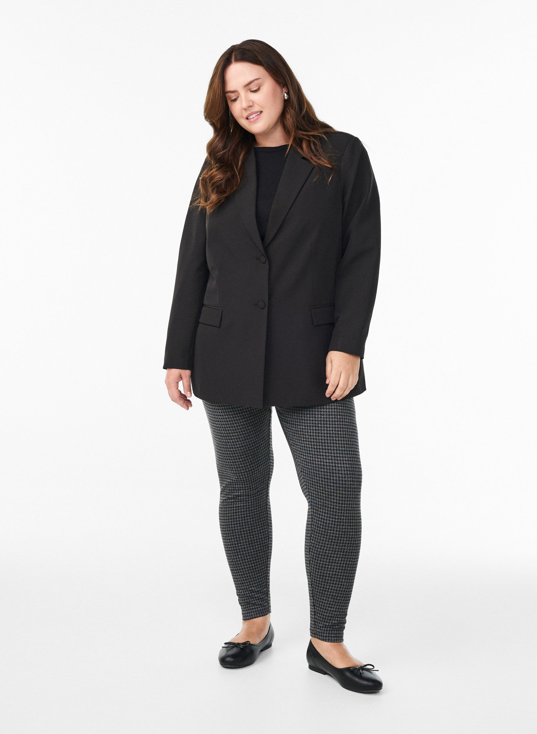 Zizzi Gemusterte Leggings mit einer normalen Taille, Grau, Model image number 1