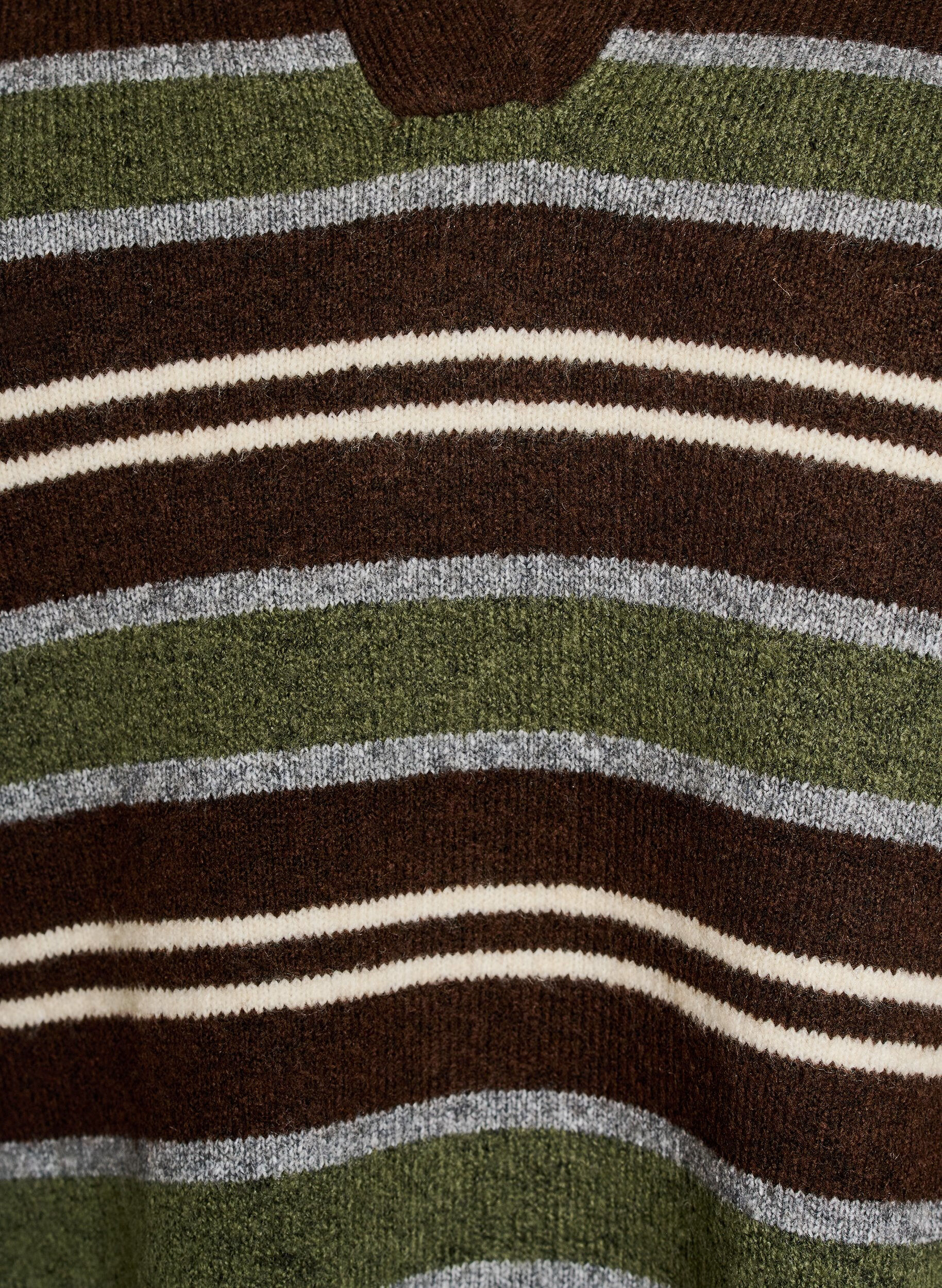 ZizziStrickbluse mit Streifen und Polokragen, Braun, Packshot image number 2