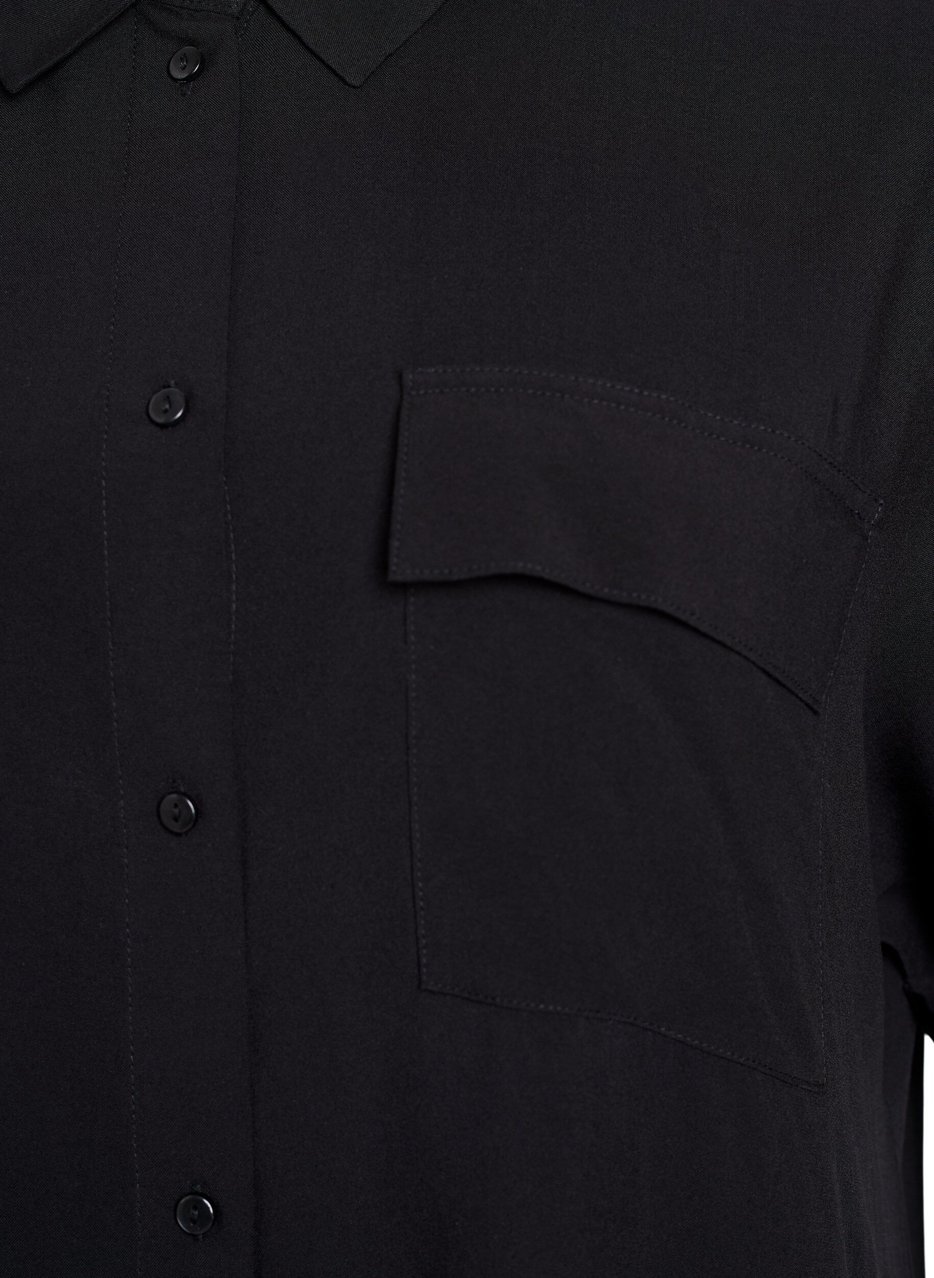 Zizzi FLASH - Langes Hemdkleid mit kurzen &Auml;rmeln, Schwarz, Packshot image number 2