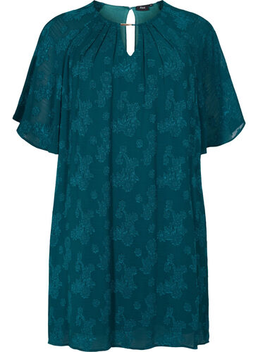 Kleid mit Struktur und kurzen Ärmeln, Ponderosa Pine, Packshot image number 0