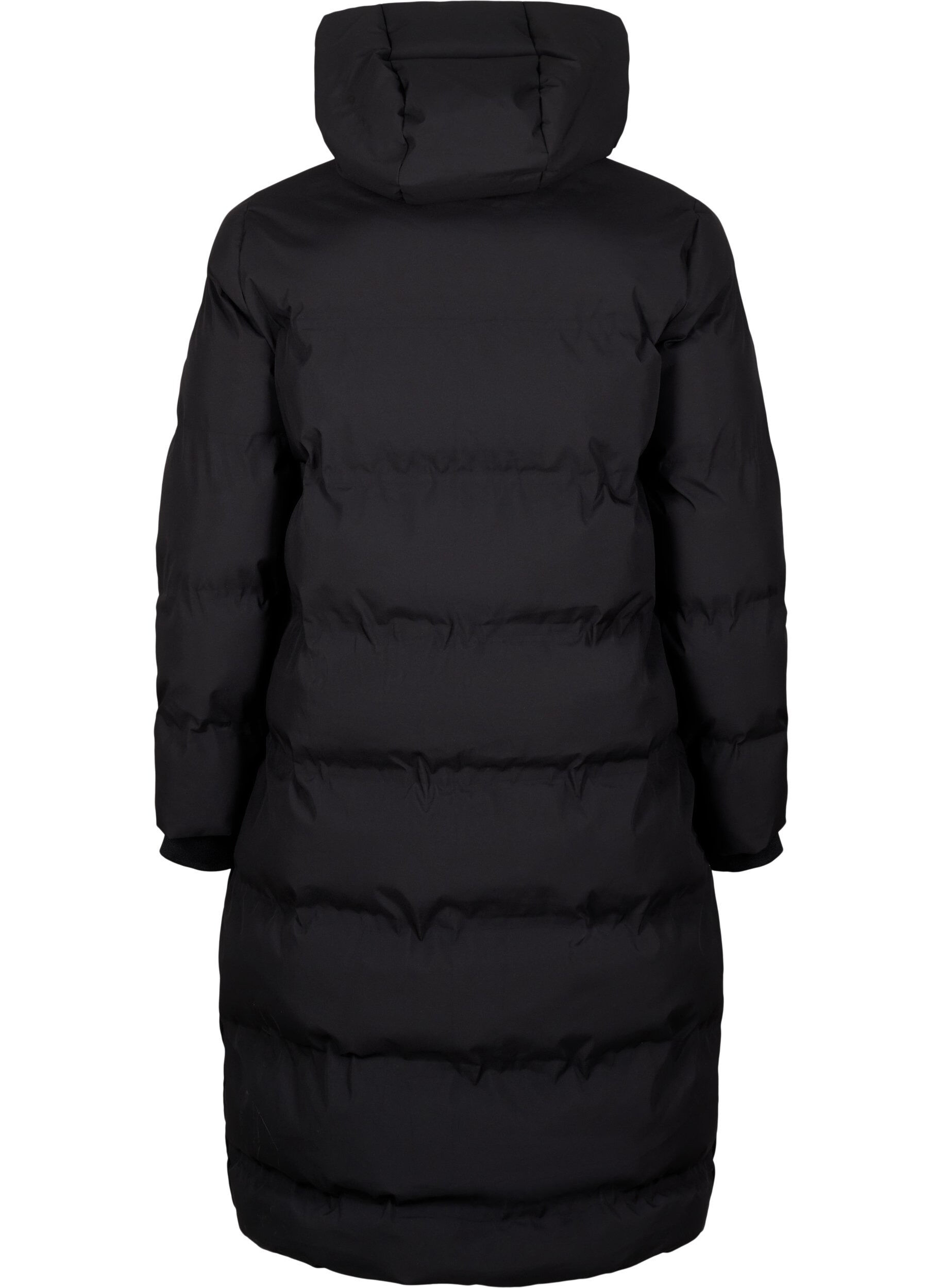 ZizziLanger Winter-Steppmantel mit Kapuze, Schwarz, Packshot image number 1
