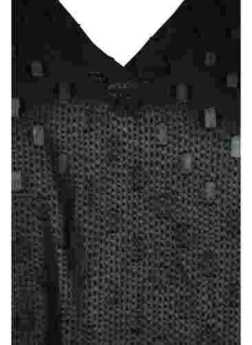 Tunika mit Struktur, langen Ärmeln und V-Ausschnitt, Black, Packshot image number 2