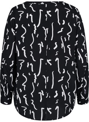 Langarm Bluse aus Viskose, Black Paint Strokes, Packshot image number 1