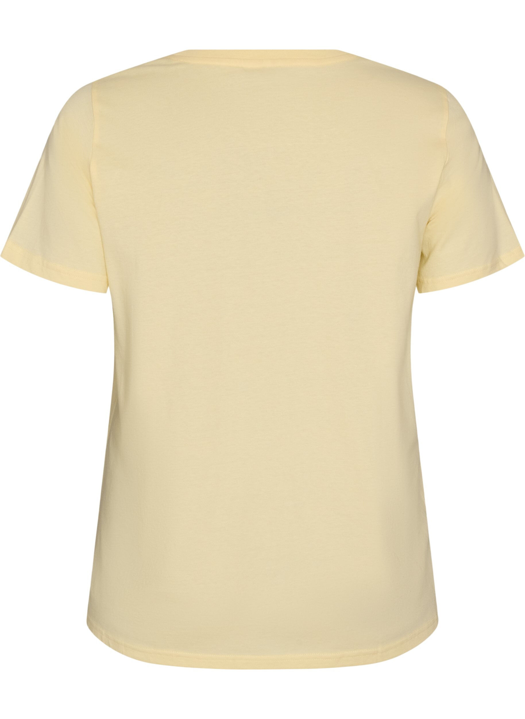 ZizziT-Shirt aus Bio-Baumwolle mit Text aus Velours, Gelb, Packshot image number 1