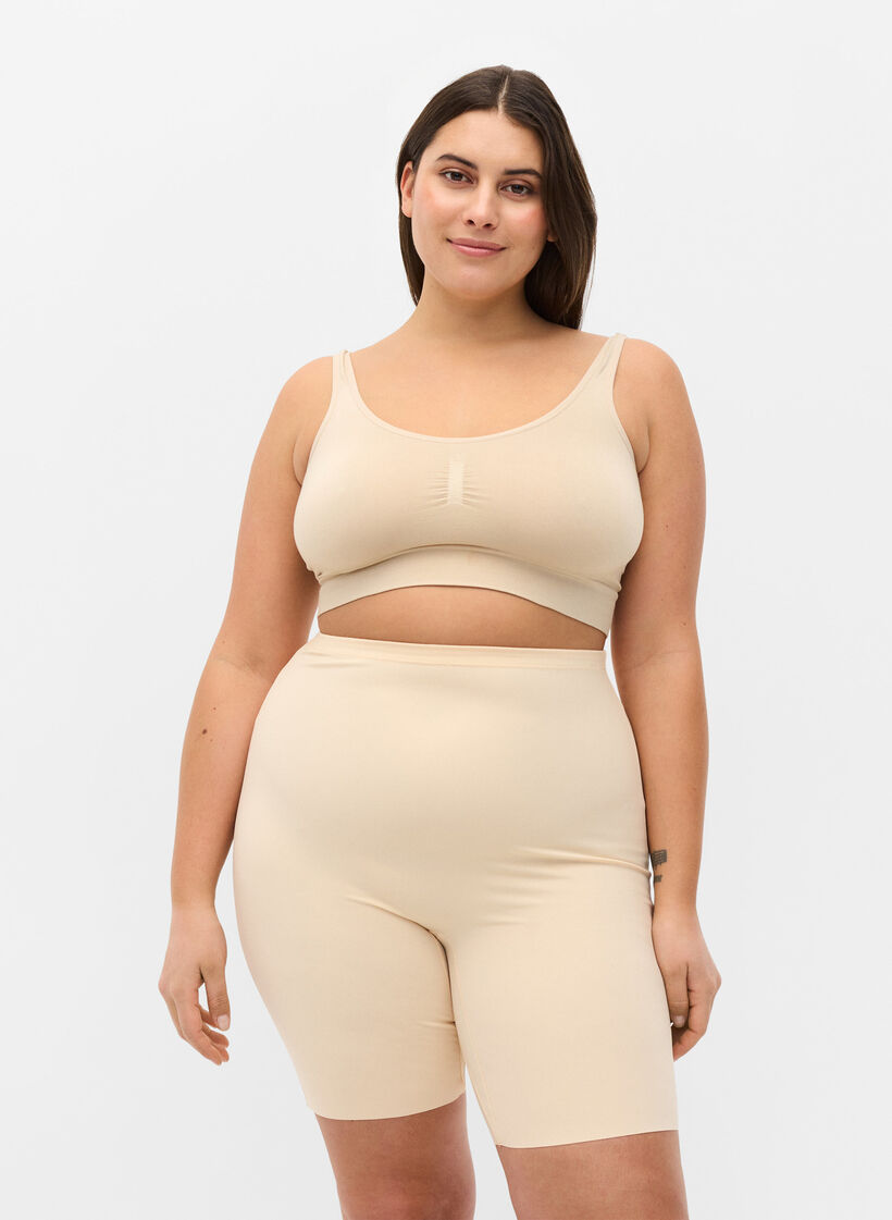 Light Shapewear Shorts mit hoher Taille, Beige, Model image number 0
