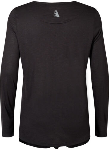 Trainings-T-Shirt in A-Form mit langen Ärmeln	, Black, Packshot image number 1